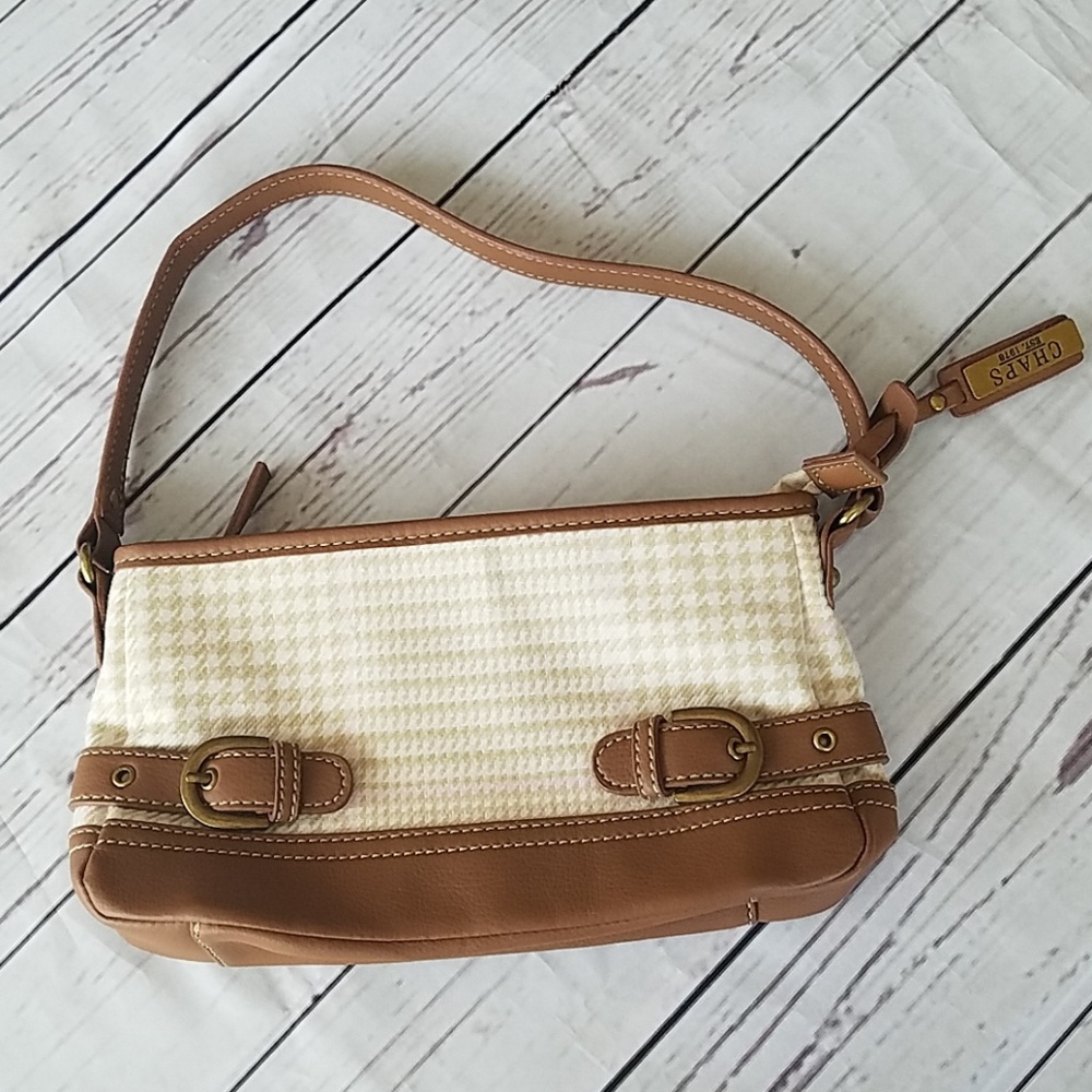 Chaps houndstooth baguette handbag